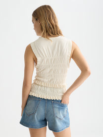 White Smoke גופיית סריג לנשים Smock Stitch SCOTCH & SODA
