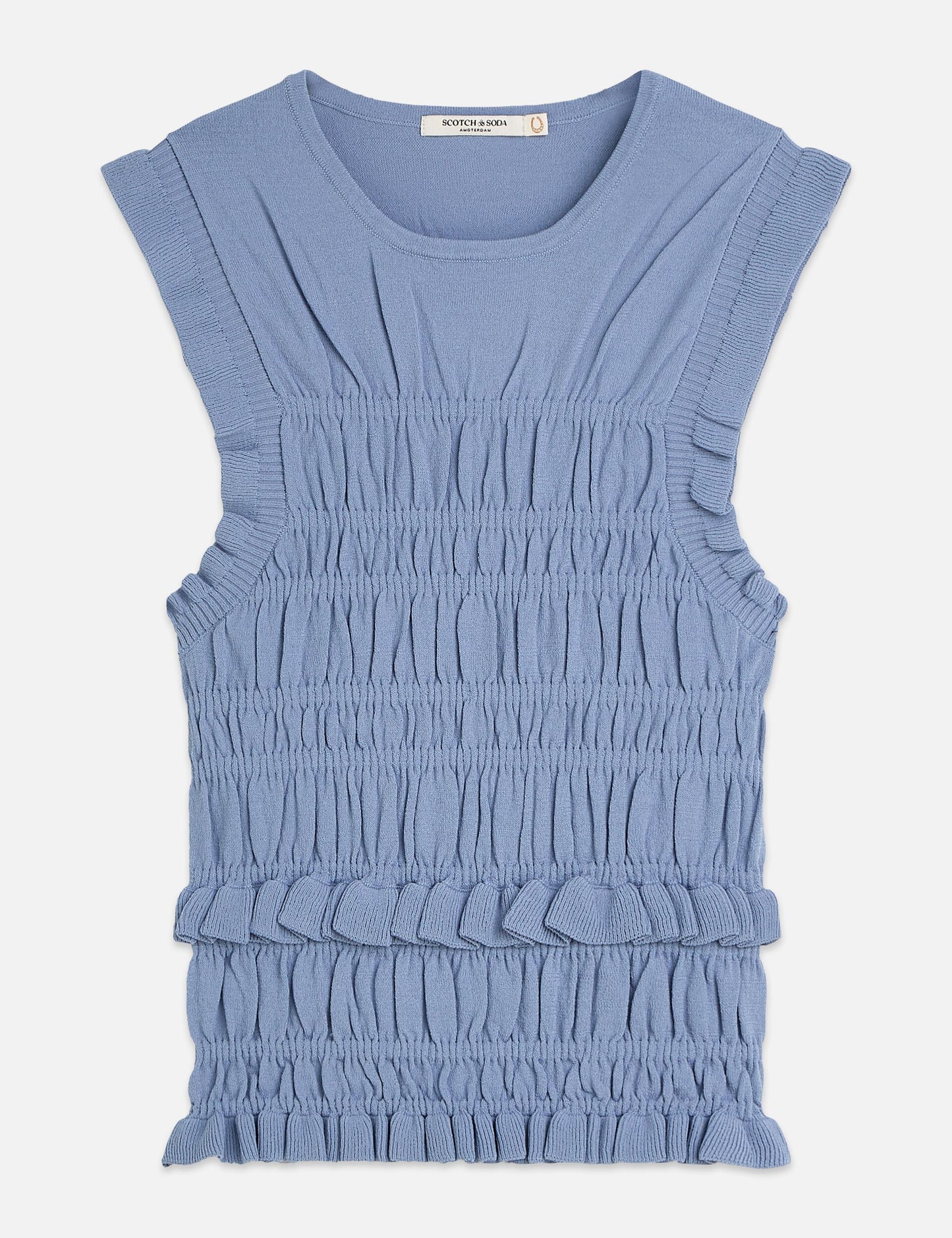 Light Slate Gray גופיית סריג לנשים Smock Stitch SCOTCH & SODA