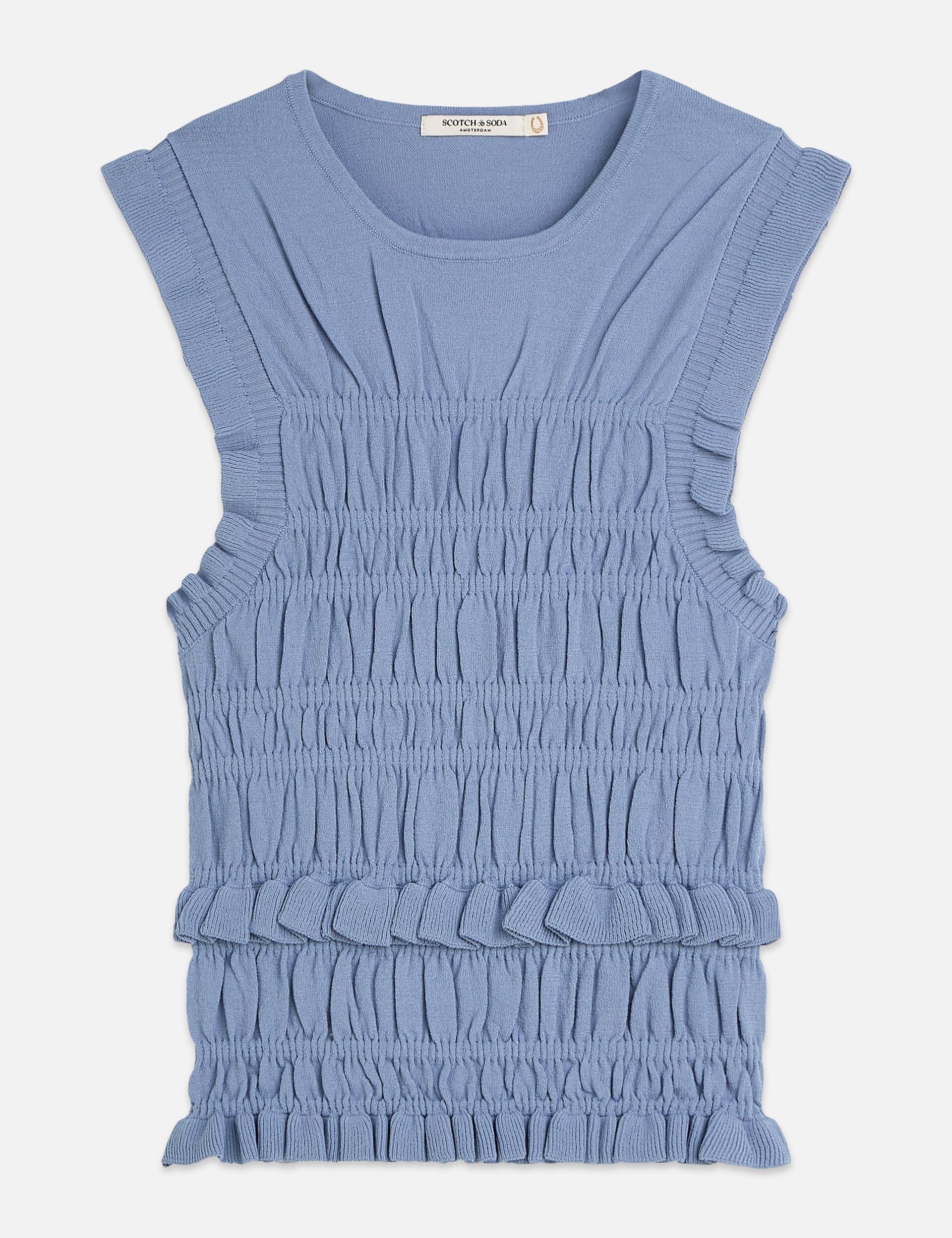Light Slate Gray גופיית סריג לנשים Smock Stitch SCOTCH & SODA