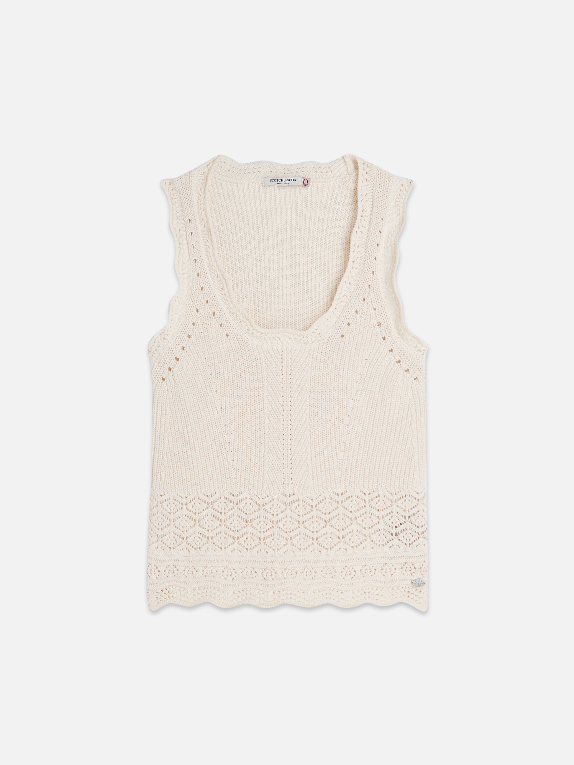 Light Gray וסט סריג לנשים Pointelle SCOTCH & SODA
