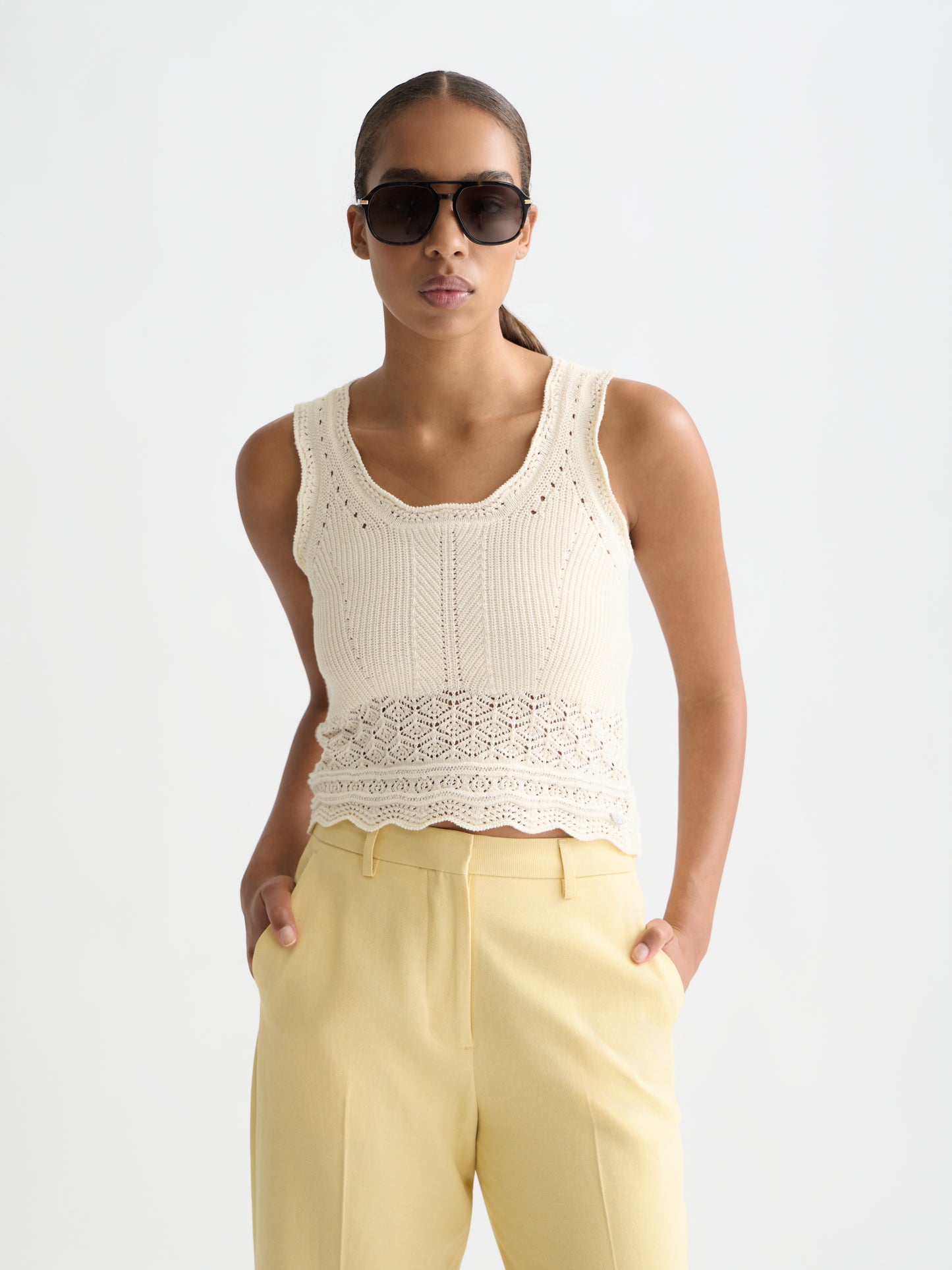 White Smoke וסט סריג לנשים Pointelle SCOTCH & SODA