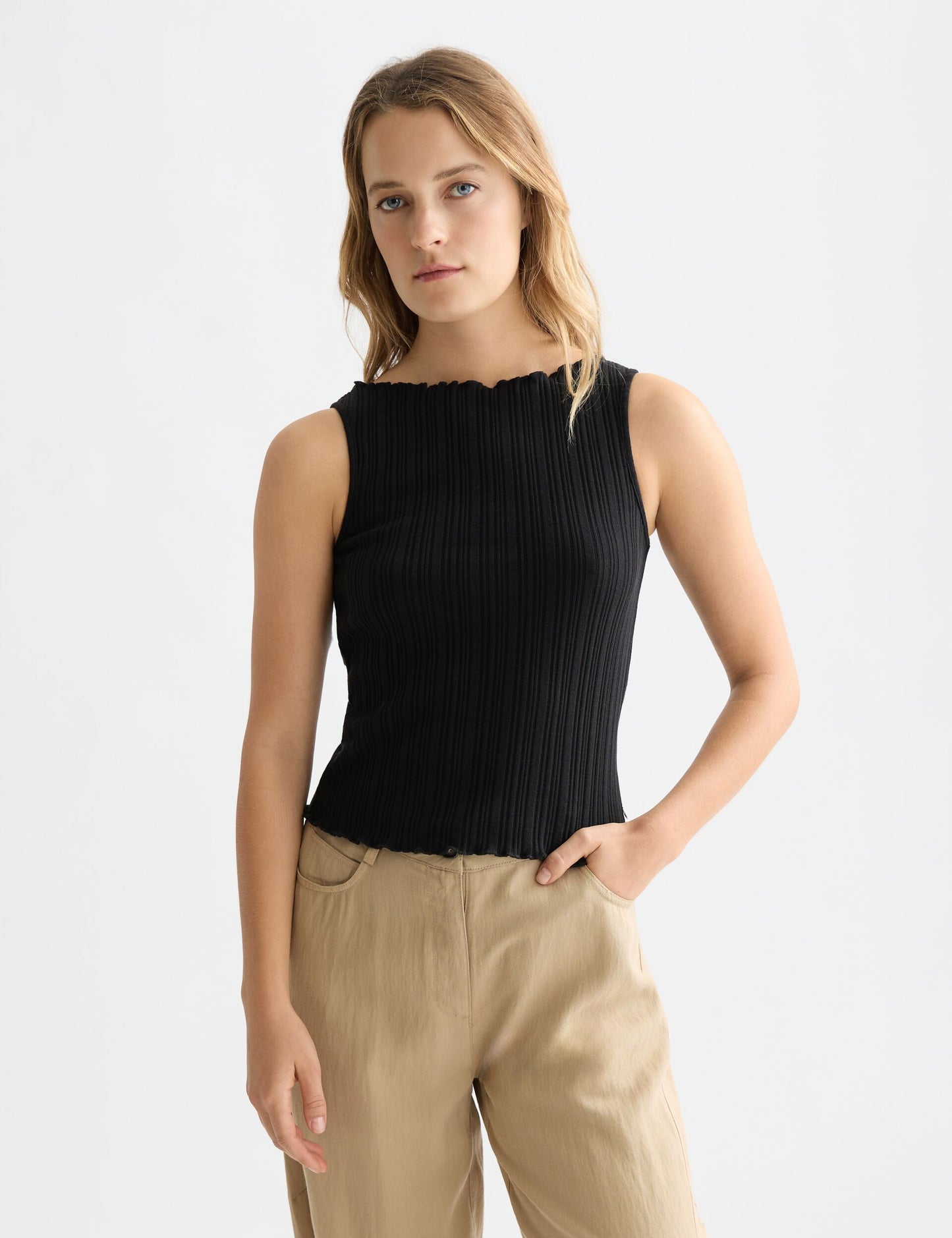White Smoke גופיית לנשים Structured Rib SCOTCH & SODA