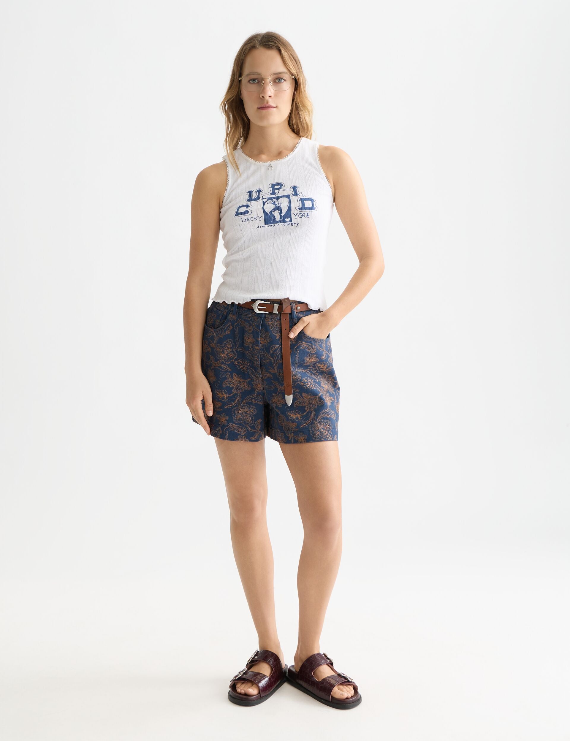 White Smoke גופיה לנשים Pointelle Jersey SCOTCH & SODA