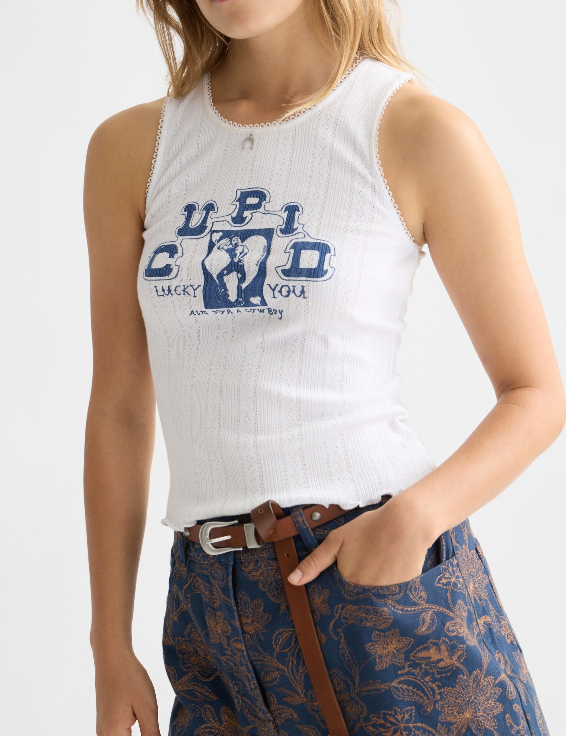Lavender גופיה לנשים Pointelle Jersey SCOTCH & SODA