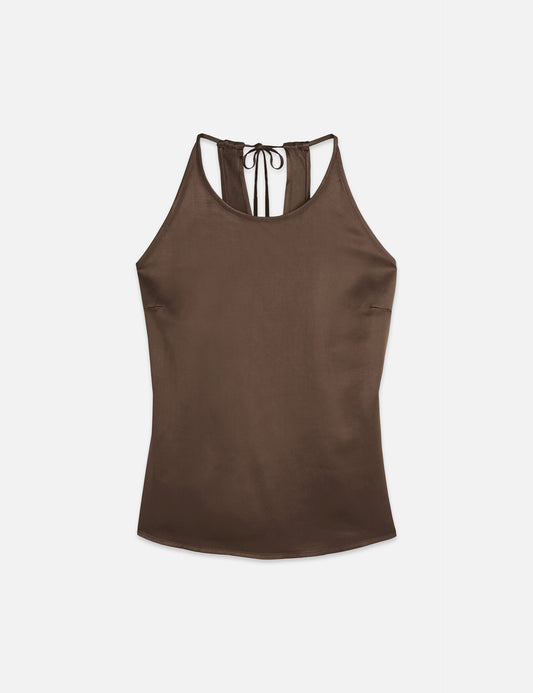 Dark Olive Green גופיה עם קשירות לנשים Halter SCOTCH & SODA