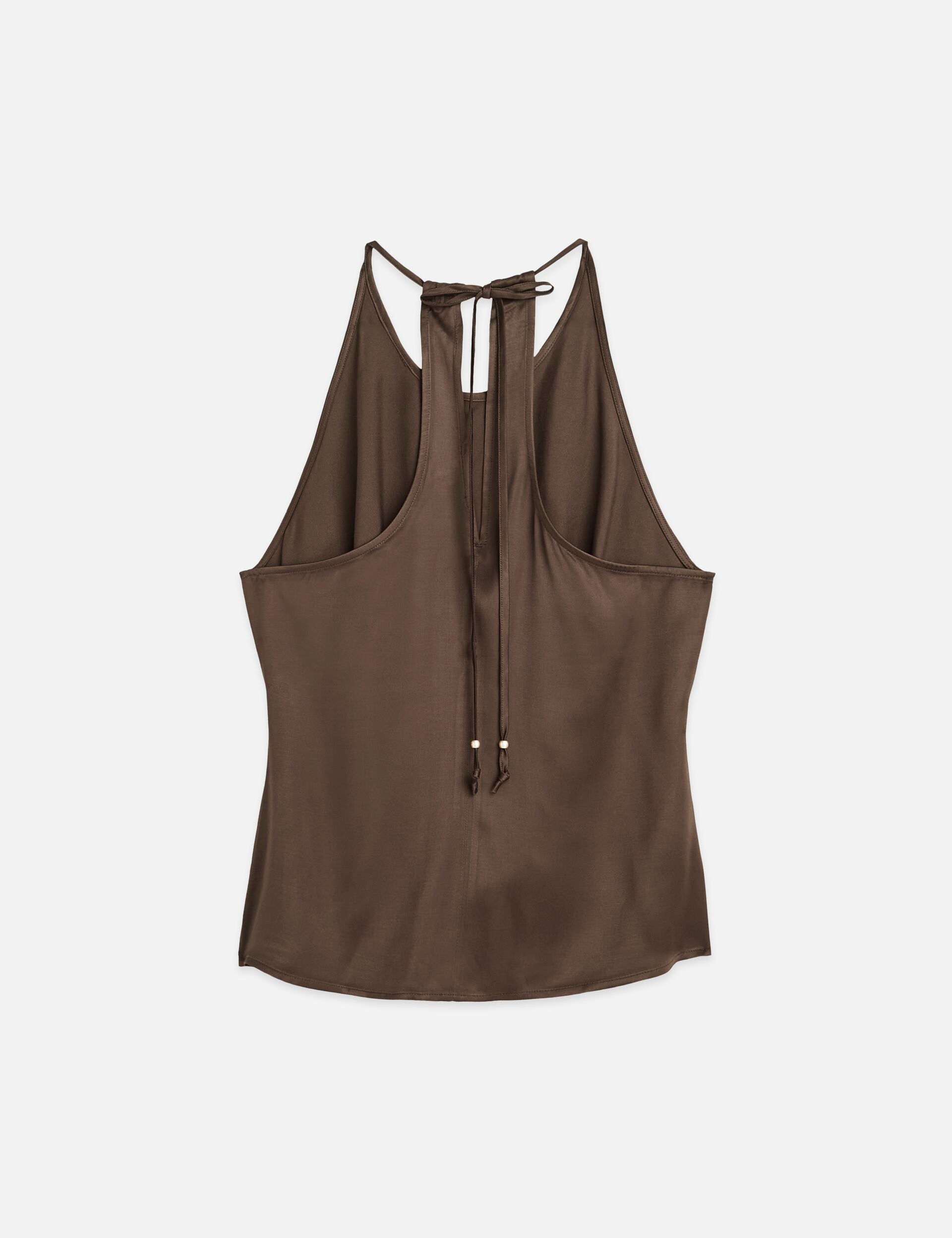 Dark Olive Green גופיה עם קשירות לנשים Halter SCOTCH & SODA