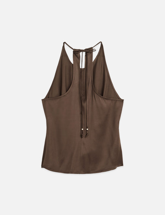 Dark Olive Green גופיה עם קשירות לנשים Halter SCOTCH & SODA