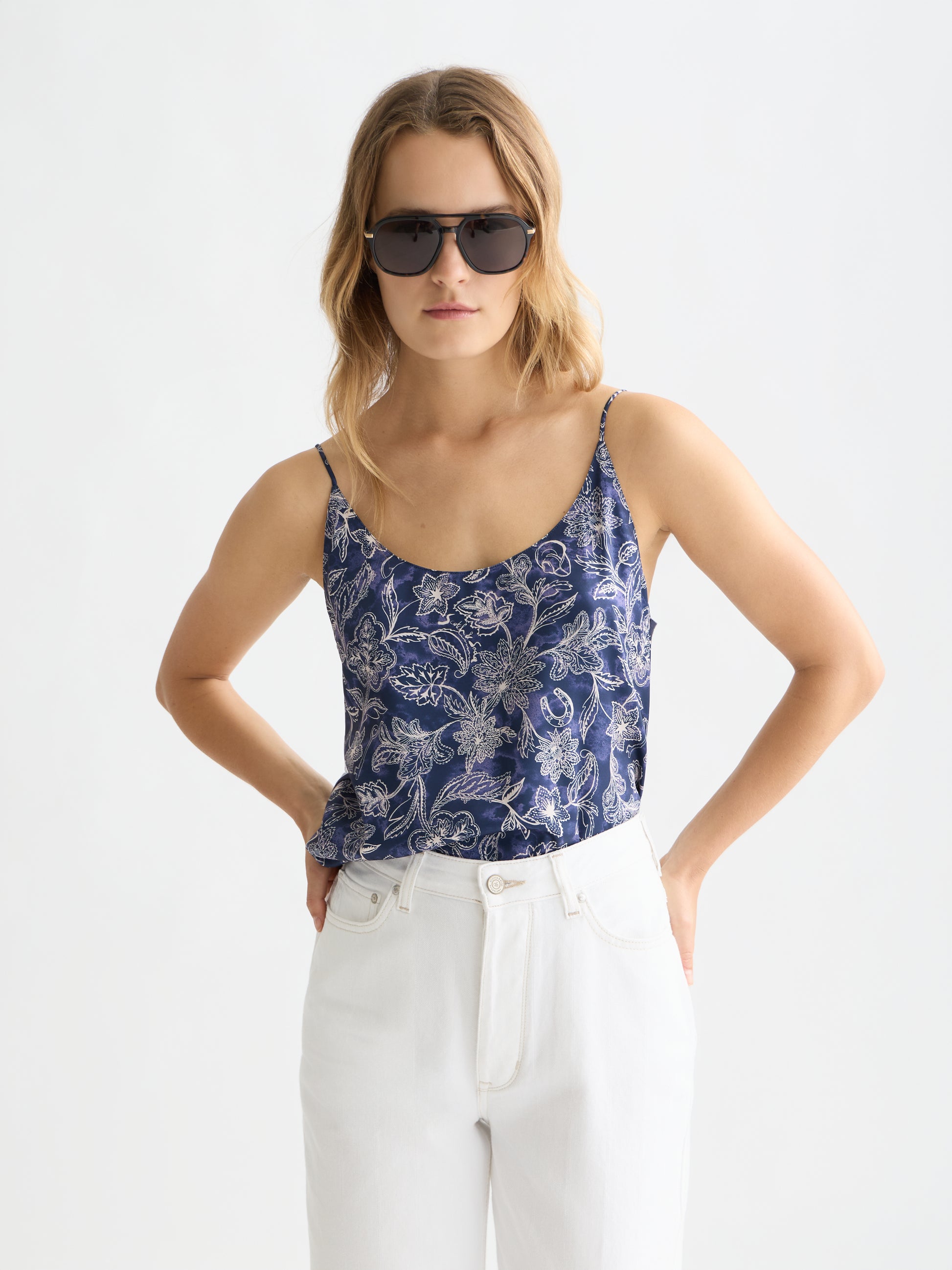 Lavender גופיית עם קשירת גב לנשים Printed Jersey SCOTCH & SODA
