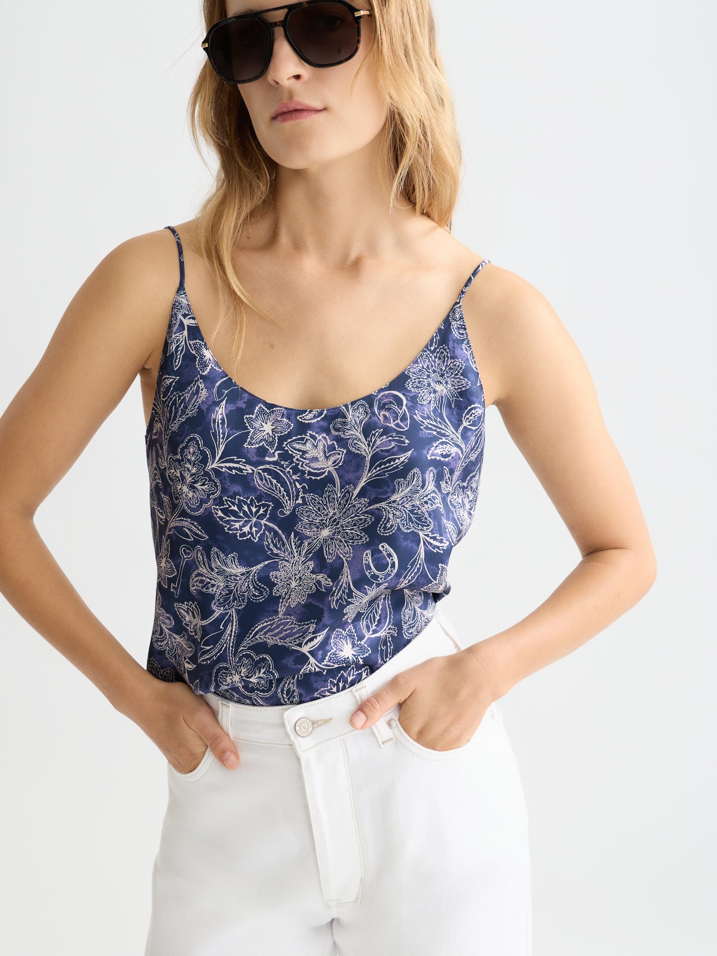 Lavender גופיית עם קשירת גב לנשים Printed Jersey SCOTCH & SODA