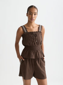 Lavender גופייה לנשים Crepe Smocked Waist Tank SCOTCH & SODA