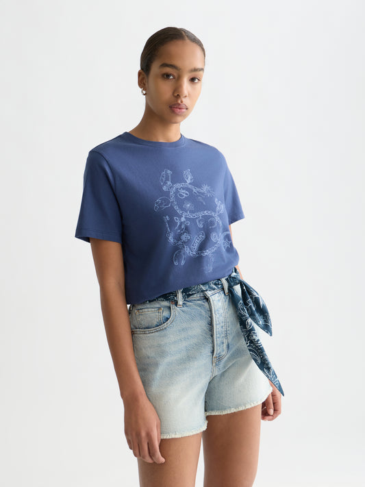 Lavender טי שירט קצרה לנשים Classic Logo SCOTCH & SODA