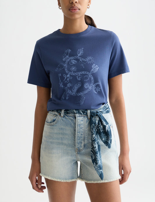 Lavender טי שירט קצרה לנשים Classic Logo SCOTCH & SODA