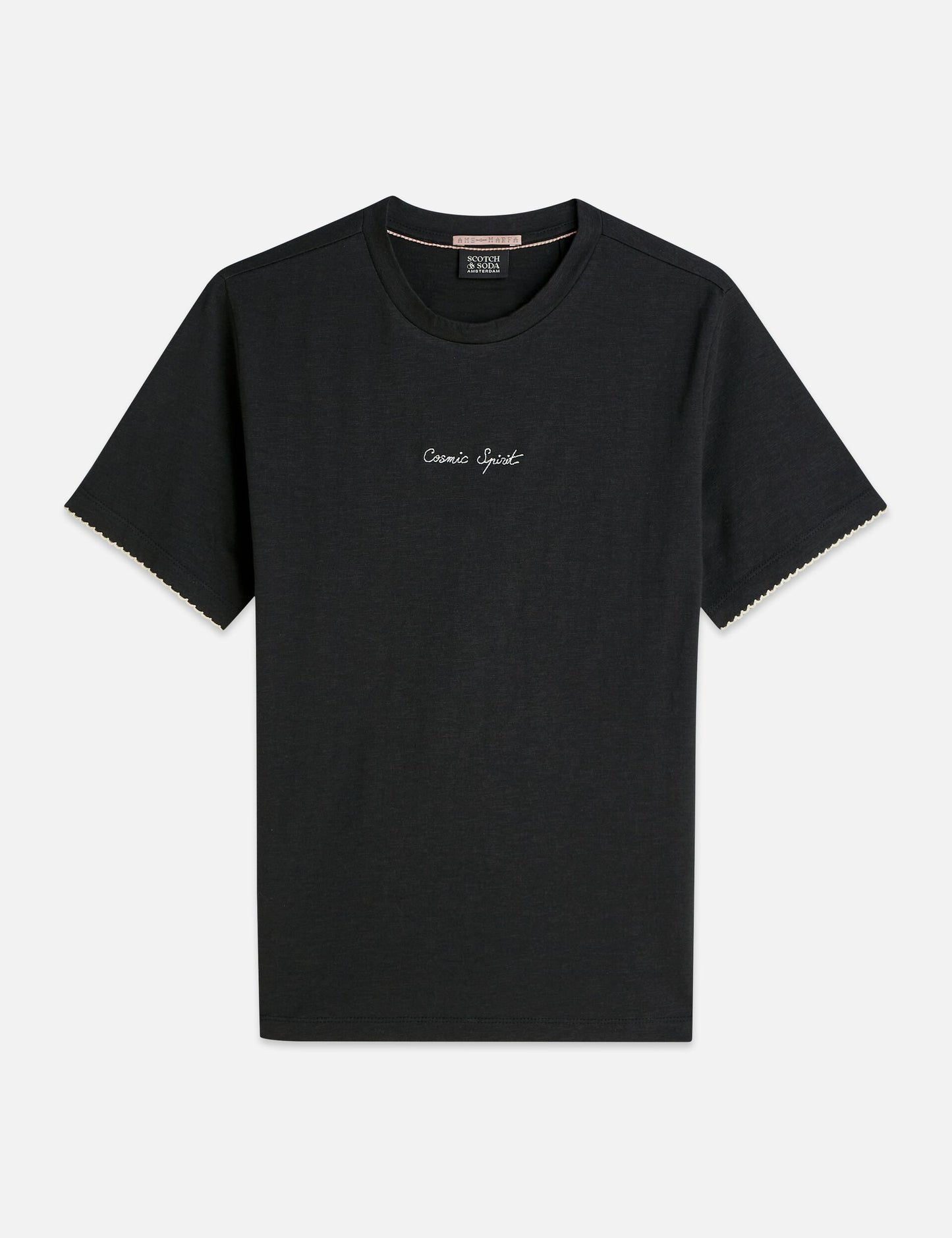 Dark Slate Gray טי־שירט רקומה בגזרה רגילה לנשים Slub SCOTCH & SODA