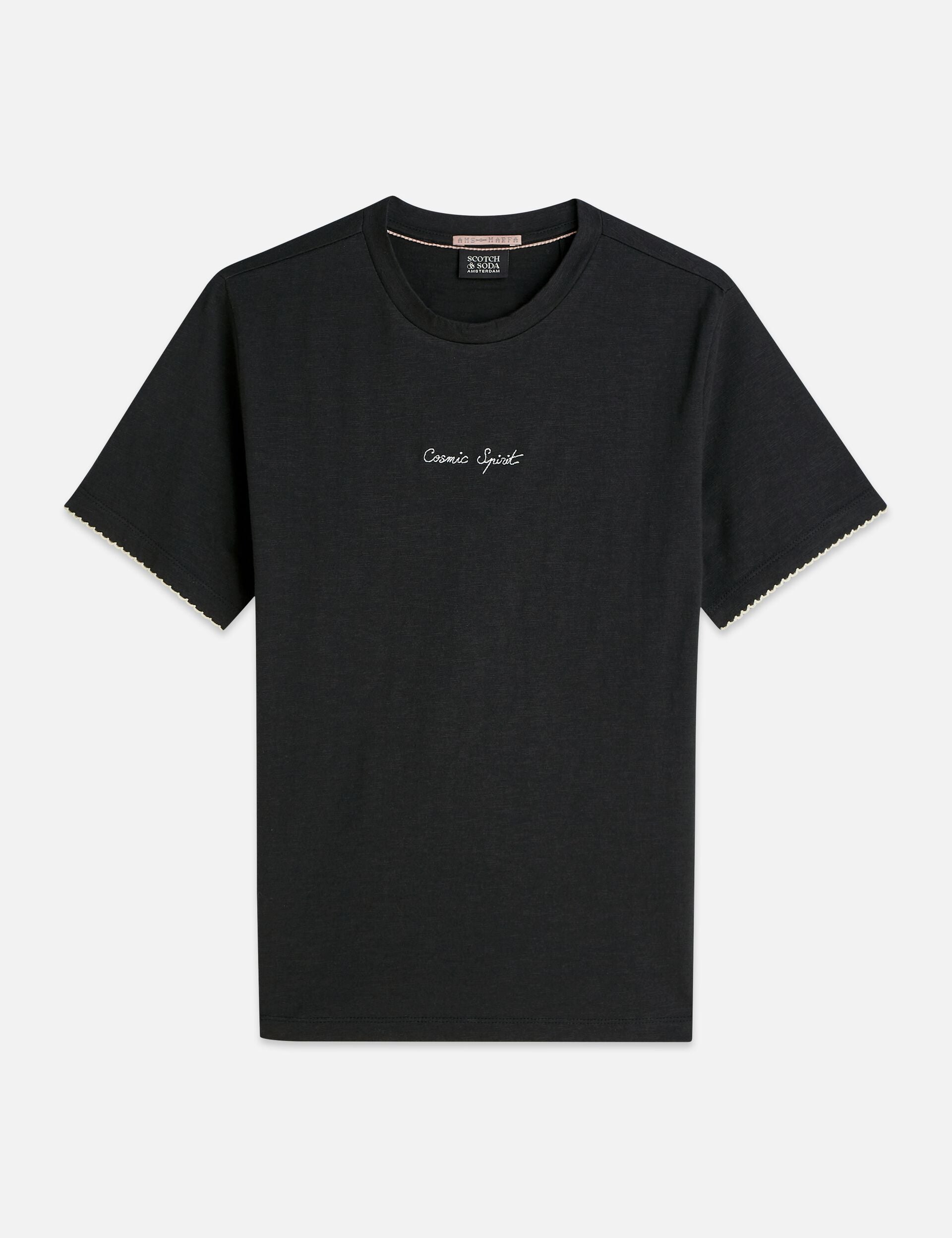 Dark Slate Gray טי־שירט רקומה בגזרה רגילה לנשים Slub SCOTCH & SODA