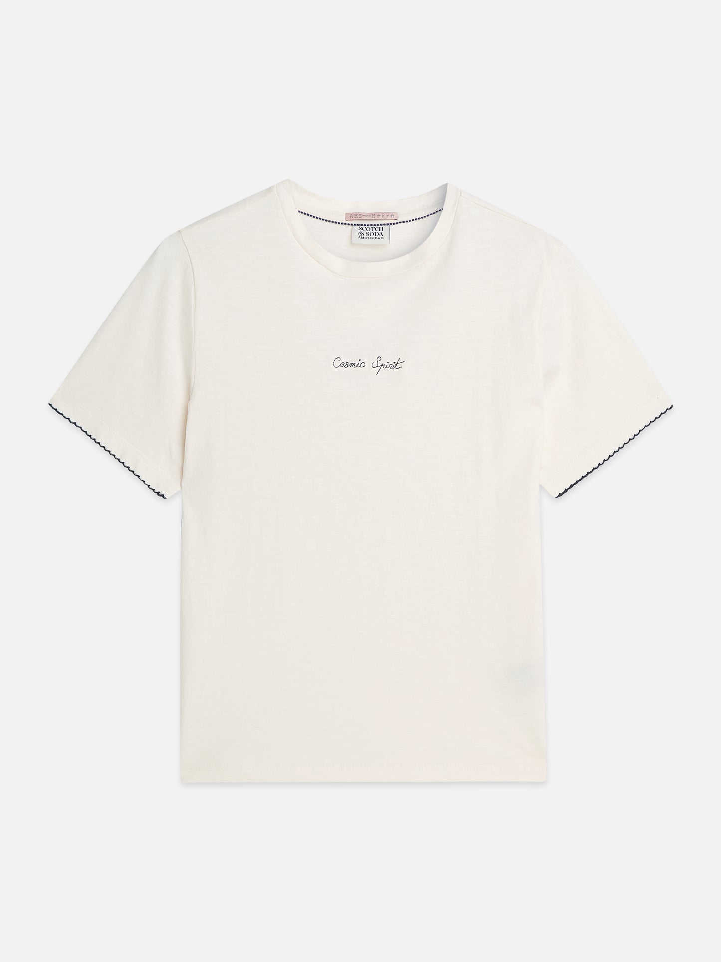Lavender טי שירט קצרה לנשים Embroidered Slub SCOTCH & SODA