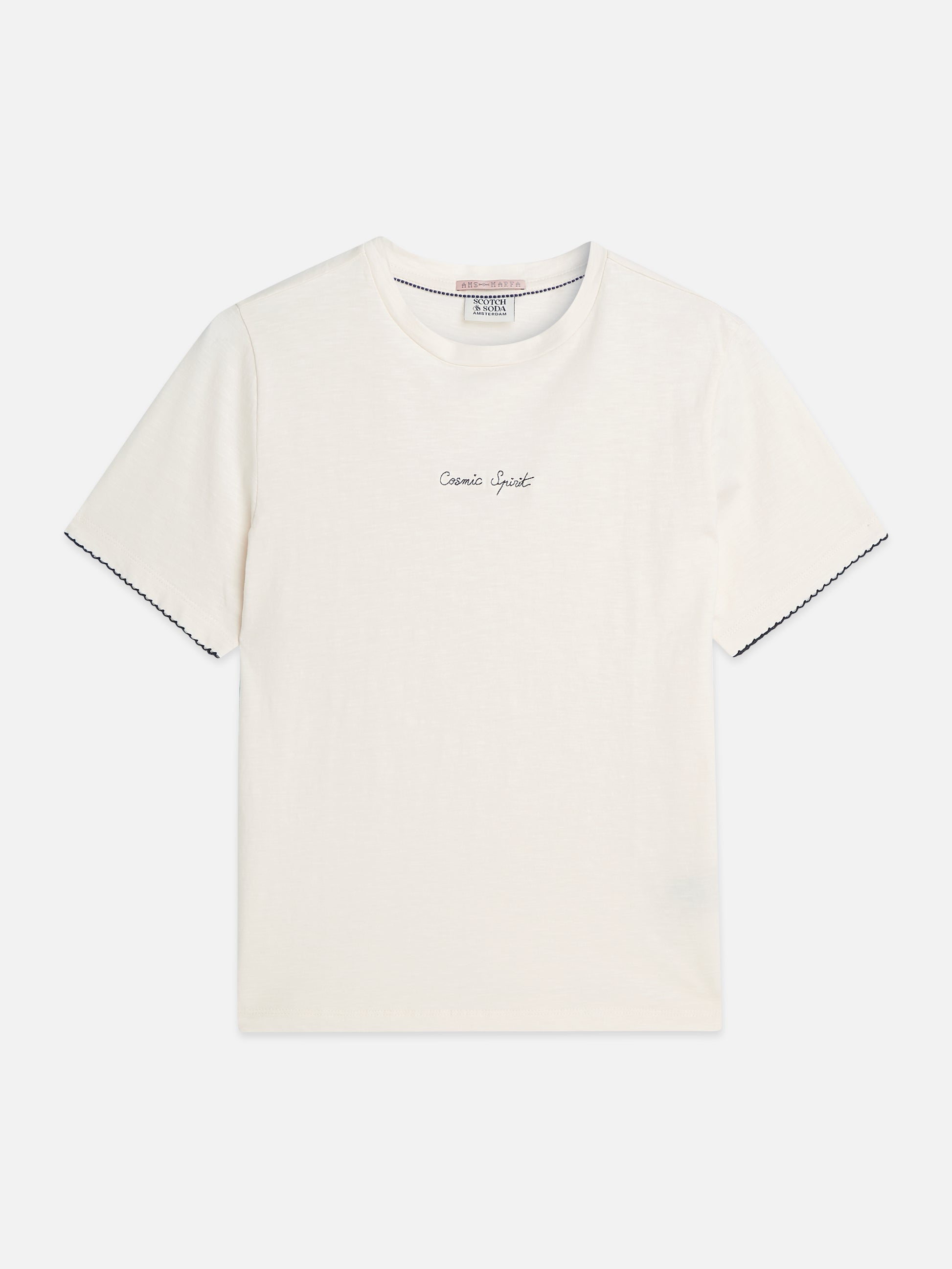 Lavender טי שירט קצרה לנשים Embroidered Slub SCOTCH & SODA