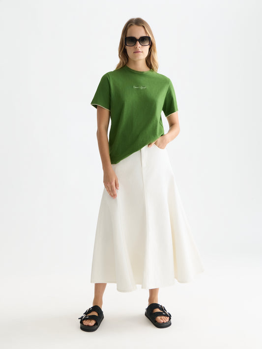 White Smoke טי שירט קצרה לנשים Embroidered Slub SCOTCH & SODA