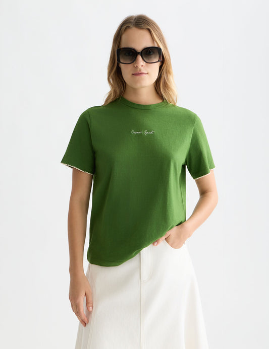 Lavender טי שירט קצרה לנשים Embroidered Slub SCOTCH & SODA