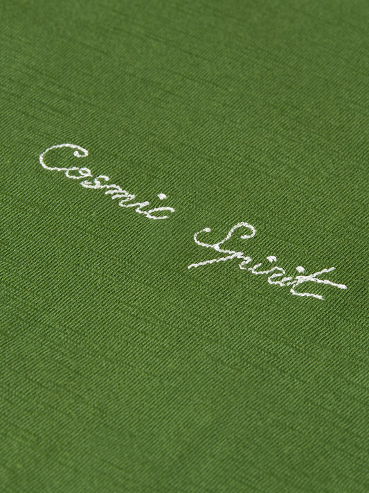 Dark Olive Green טי שירט קצרה לנשים Embroidered Slub SCOTCH & SODA