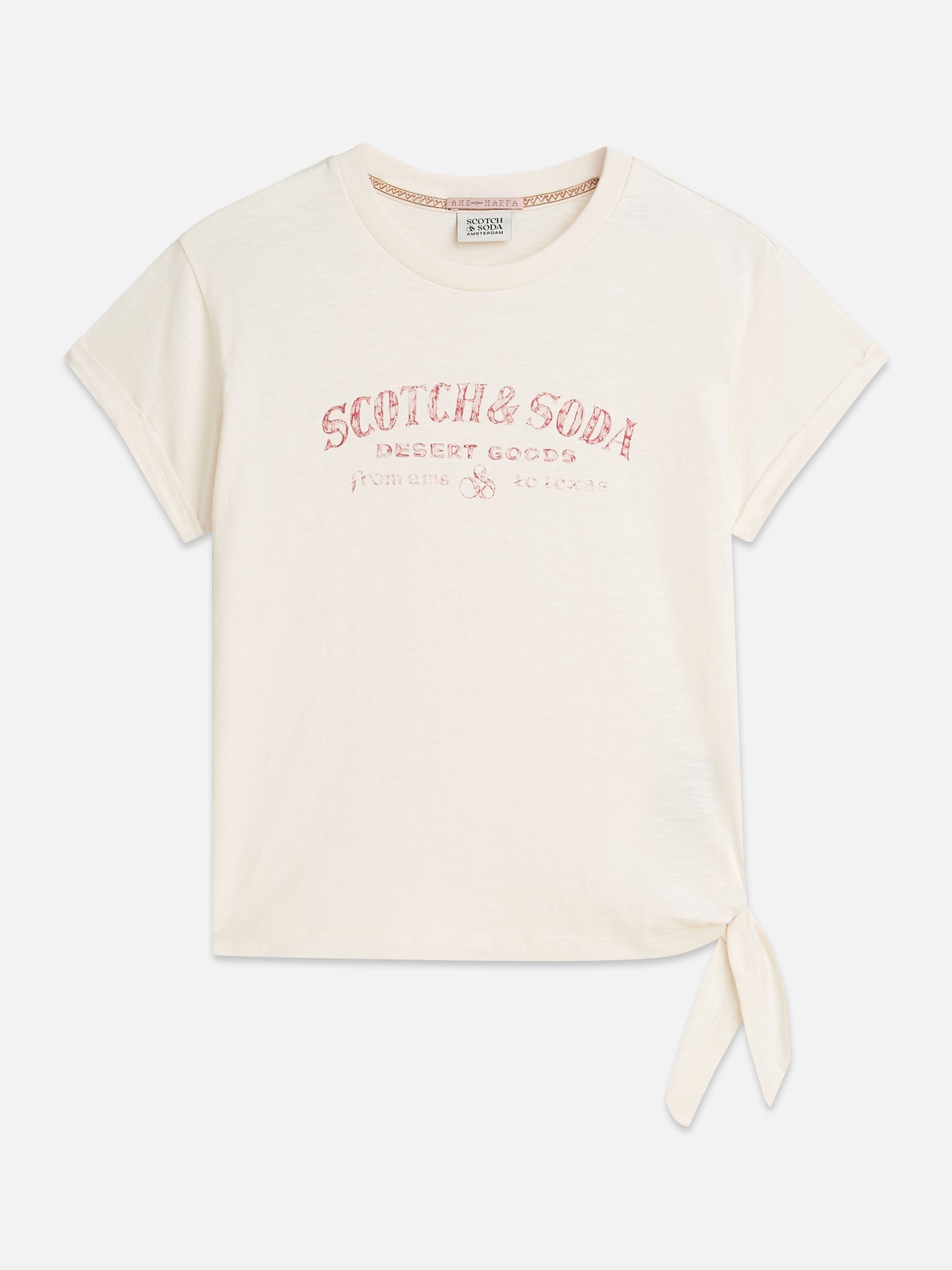 White Smoke ARTWORK T-SHIRT WITH SIDE KNOT טי שירט קצרה SCOTCH & SODA