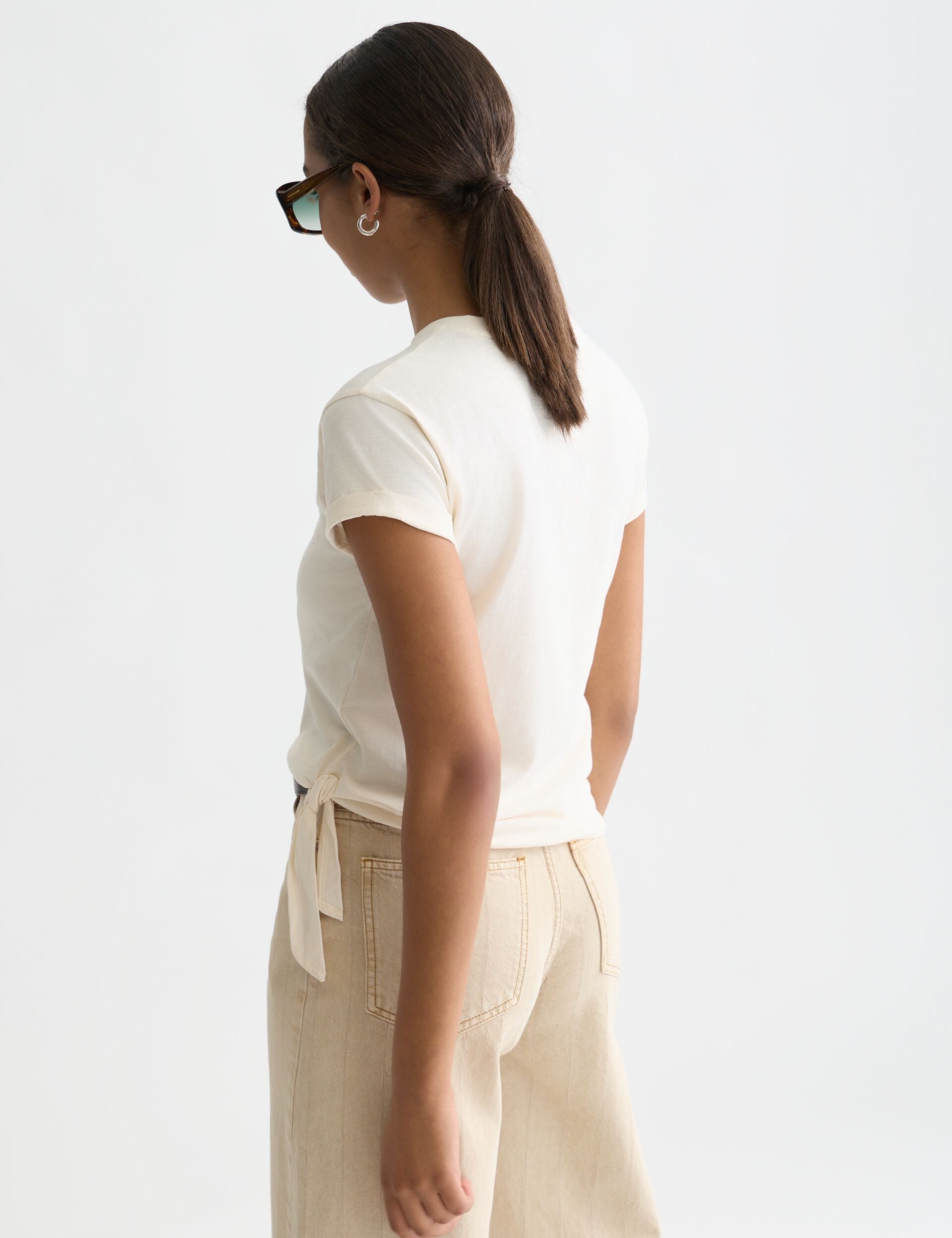 Lavender ARTWORK T-SHIRT WITH SIDE KNOT טי שירט קצרה SCOTCH & SODA