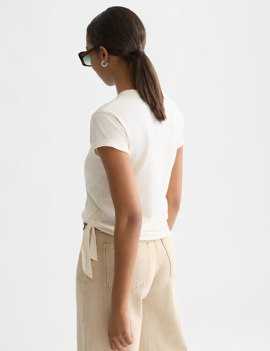 Lavender ARTWORK T-SHIRT WITH SIDE KNOT טי שירט קצרה SCOTCH & SODA