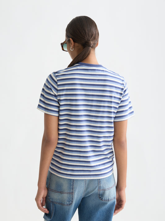 Lavender טי שירט פסים קצרה לנשים Yarn Dye Striped SCOTCH & SODA