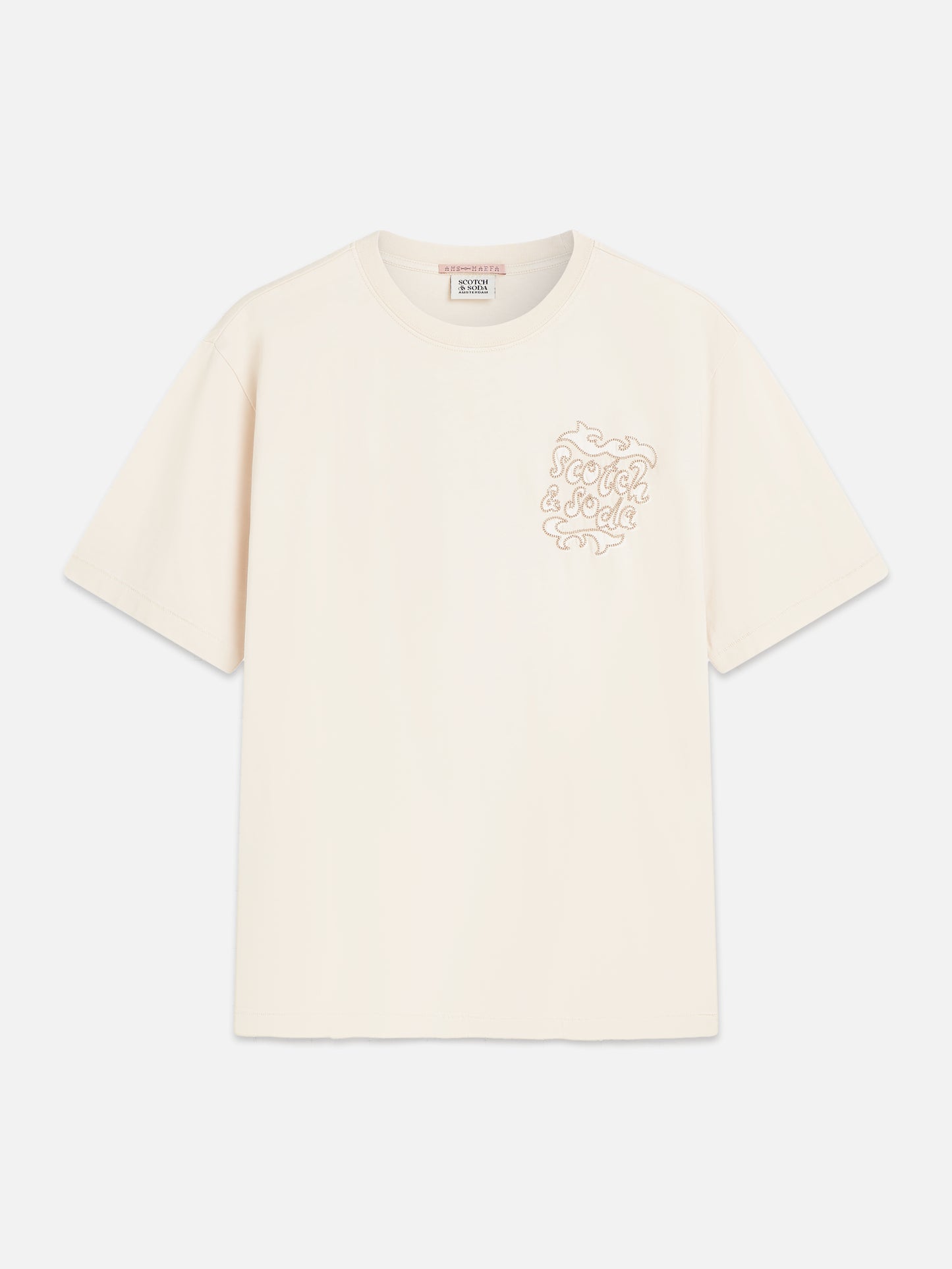 Misty Rose טי־שירט בגזרה רחבה לנשים Washed Artwork SCOTCH & SODA