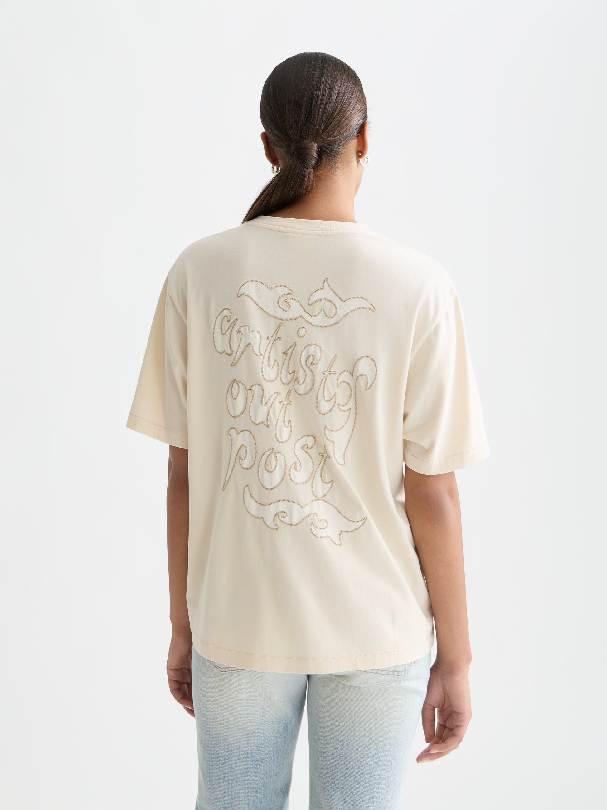 Lavender טי־שירט בגזרה רחבה לנשים Washed Artwork SCOTCH & SODA