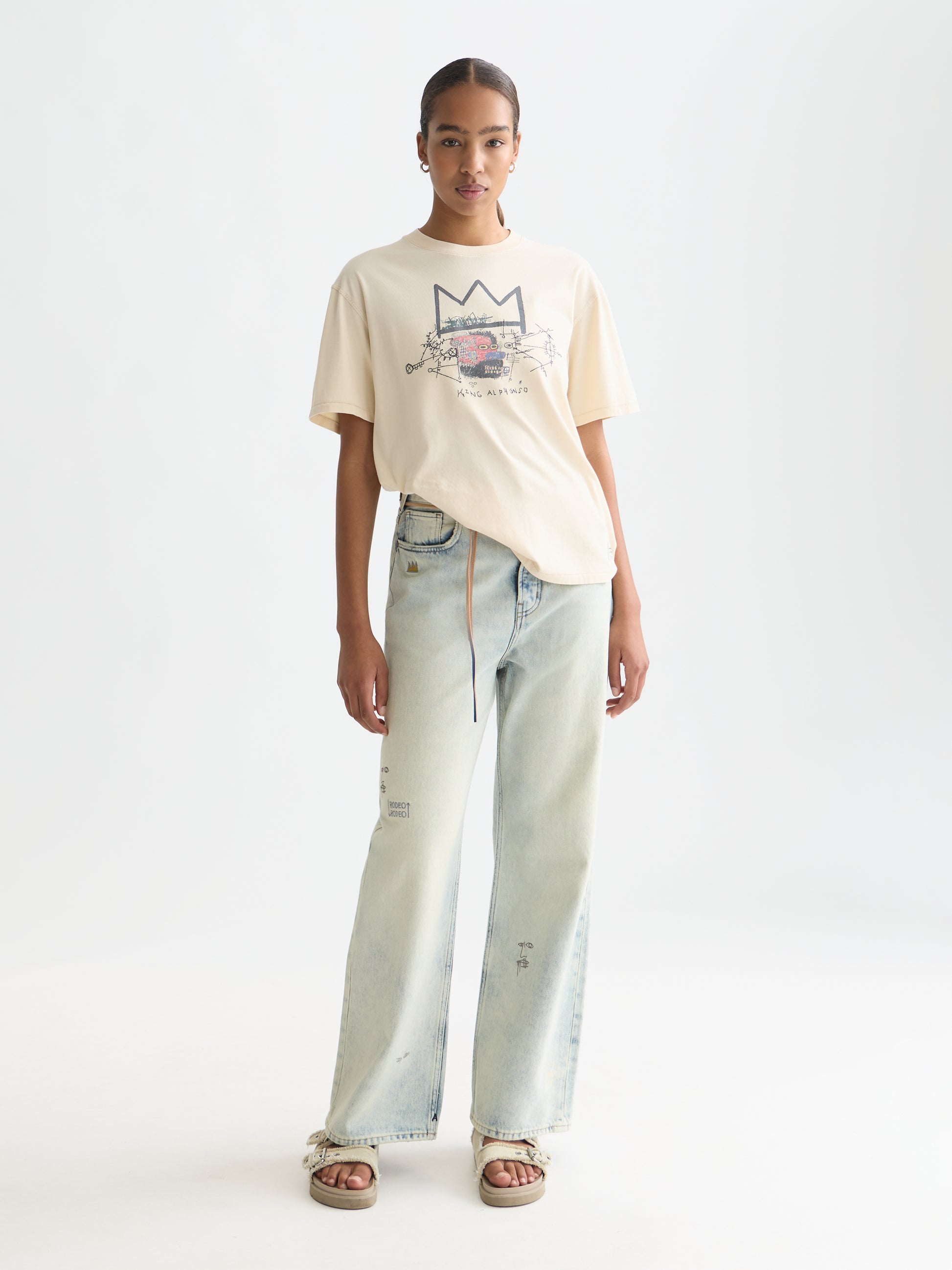 White Smoke טי שירט קצרה לנשים Scotch & Soda x Basquiat SCOTCH & SODA