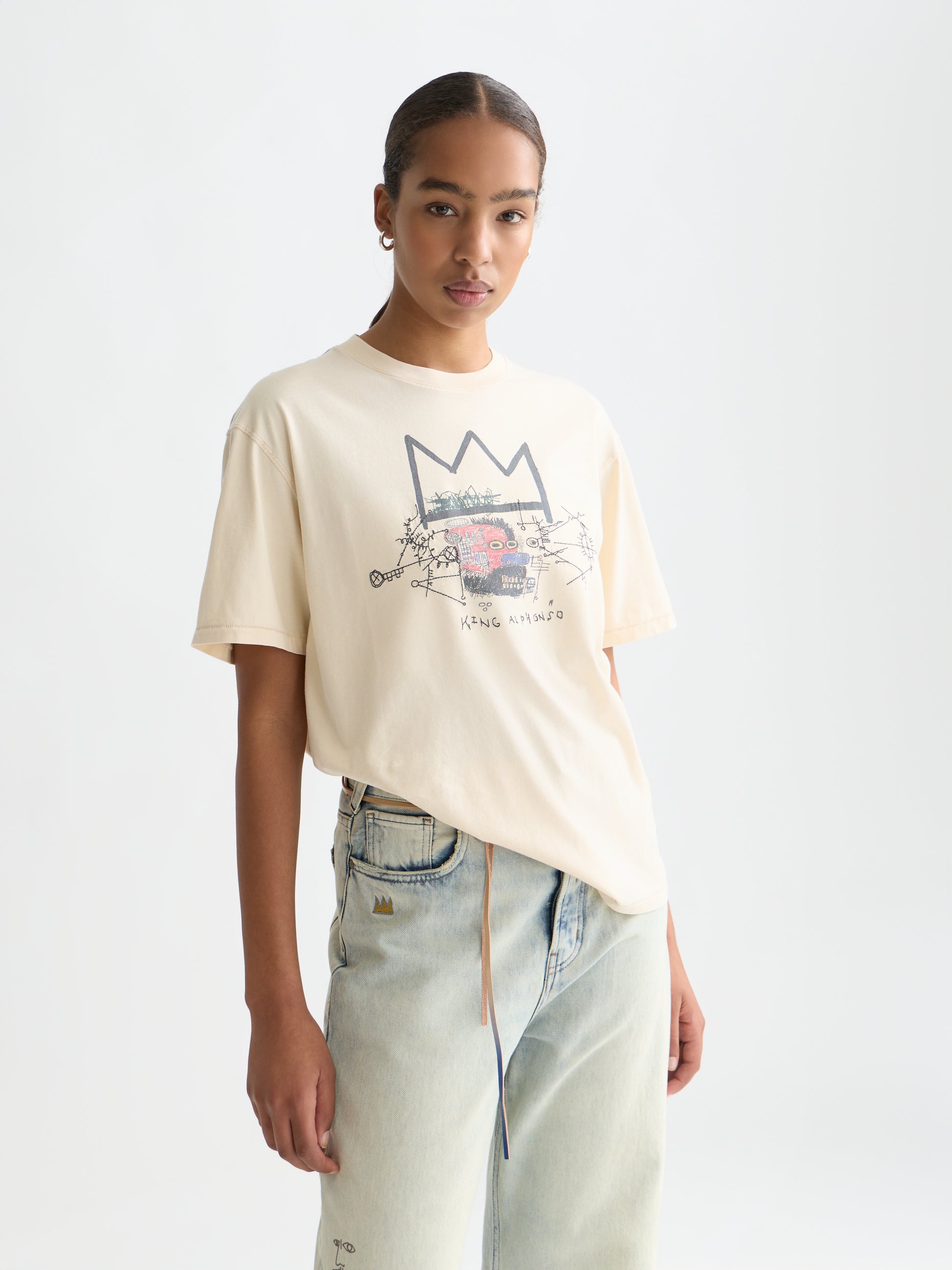 Lavender טי שירט קצרה לנשים Scotch & Soda x Basquiat SCOTCH & SODA