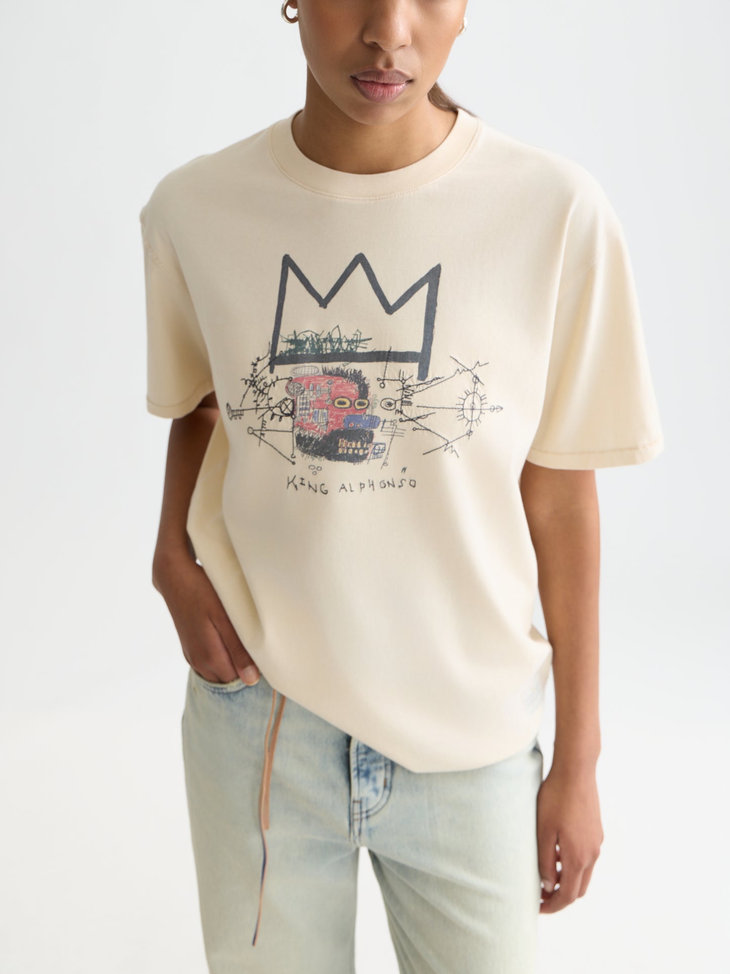 Lavender טי שירט קצרה לנשים Scotch & Soda x Basquiat SCOTCH & SODA