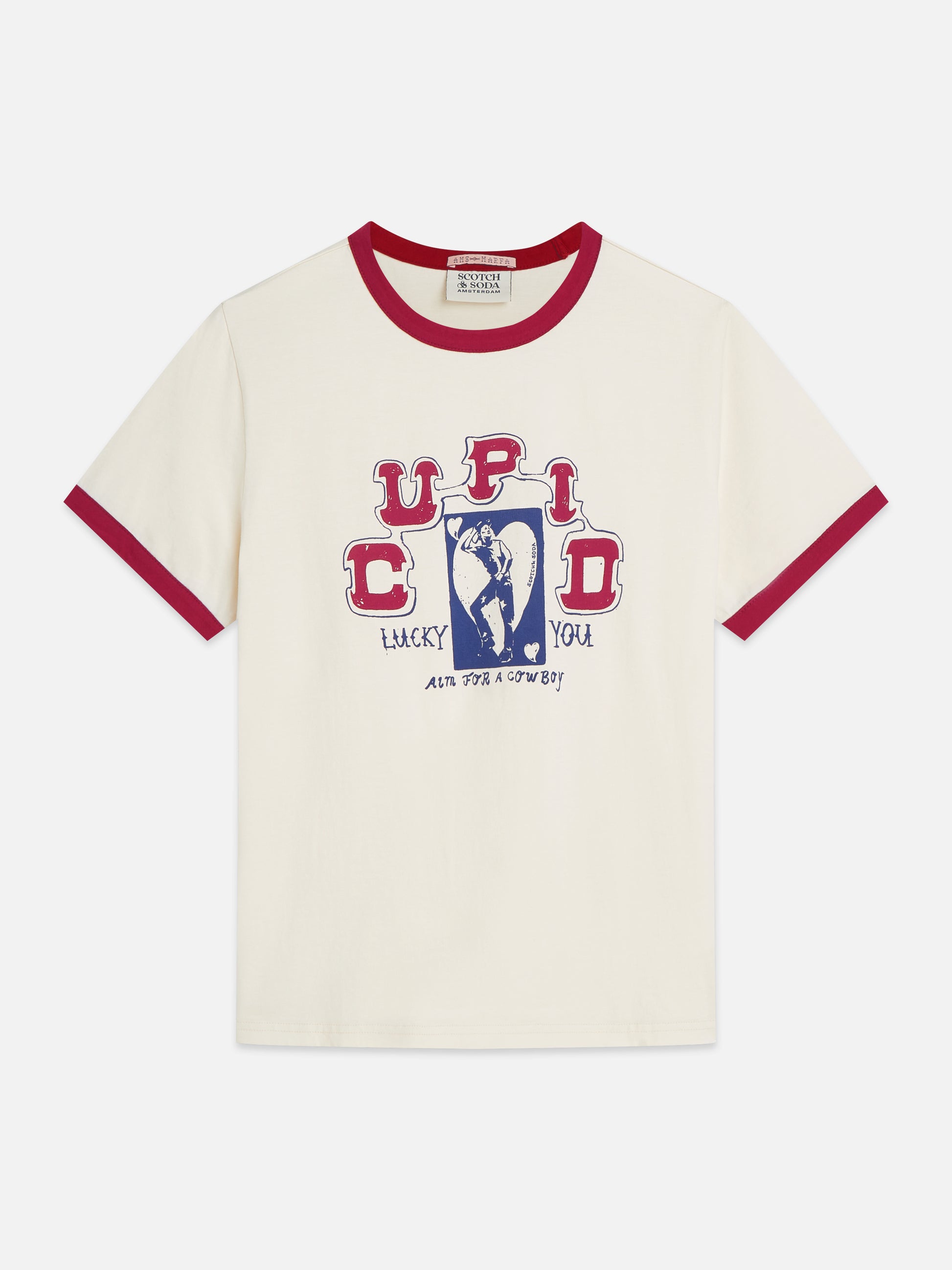 Antique White טי שירט קצרה לנשים Contrast Binding SCOTCH & SODA