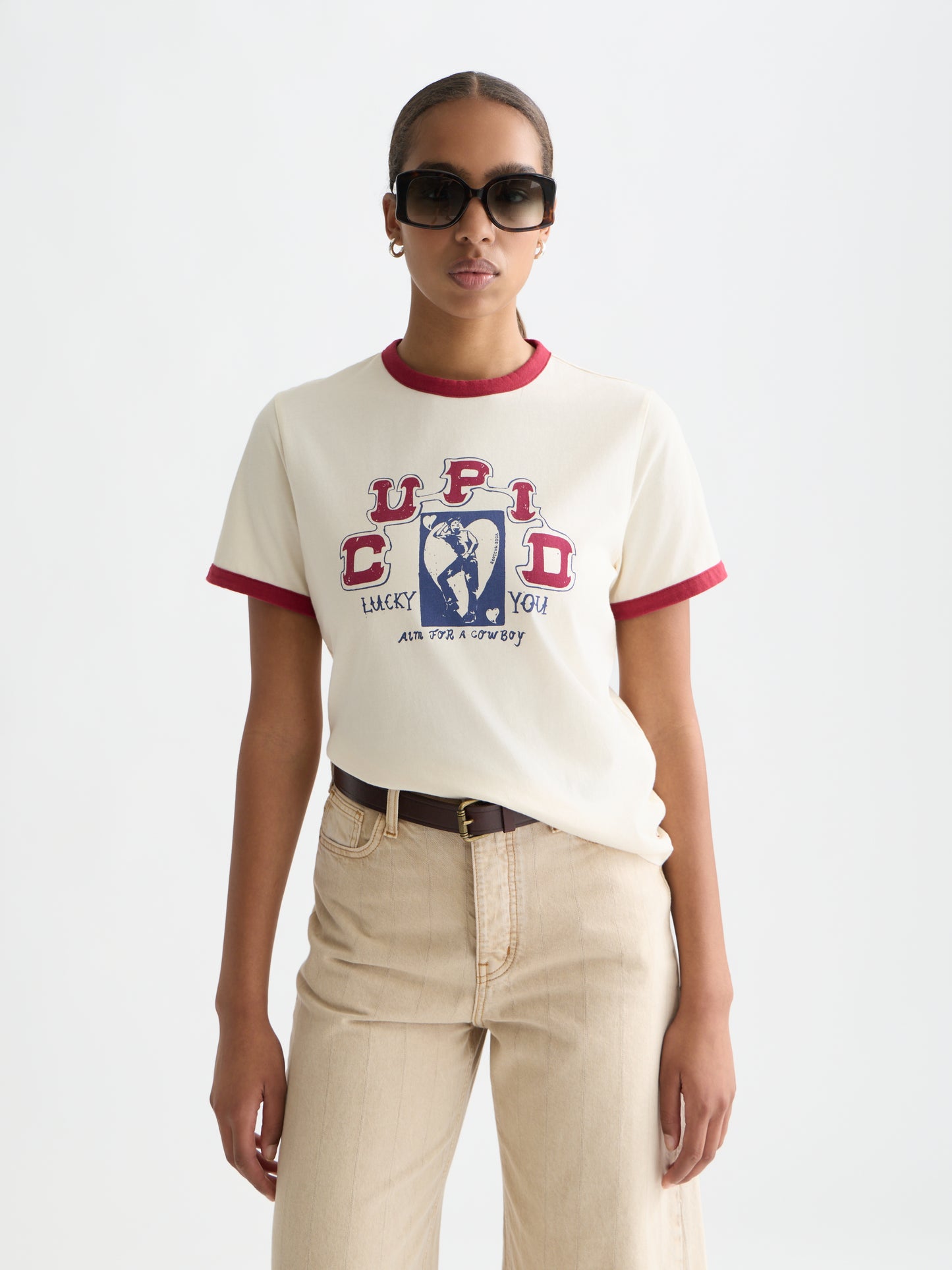 Alice Blue טי שירט קצרה לנשים Contrast Binding SCOTCH & SODA