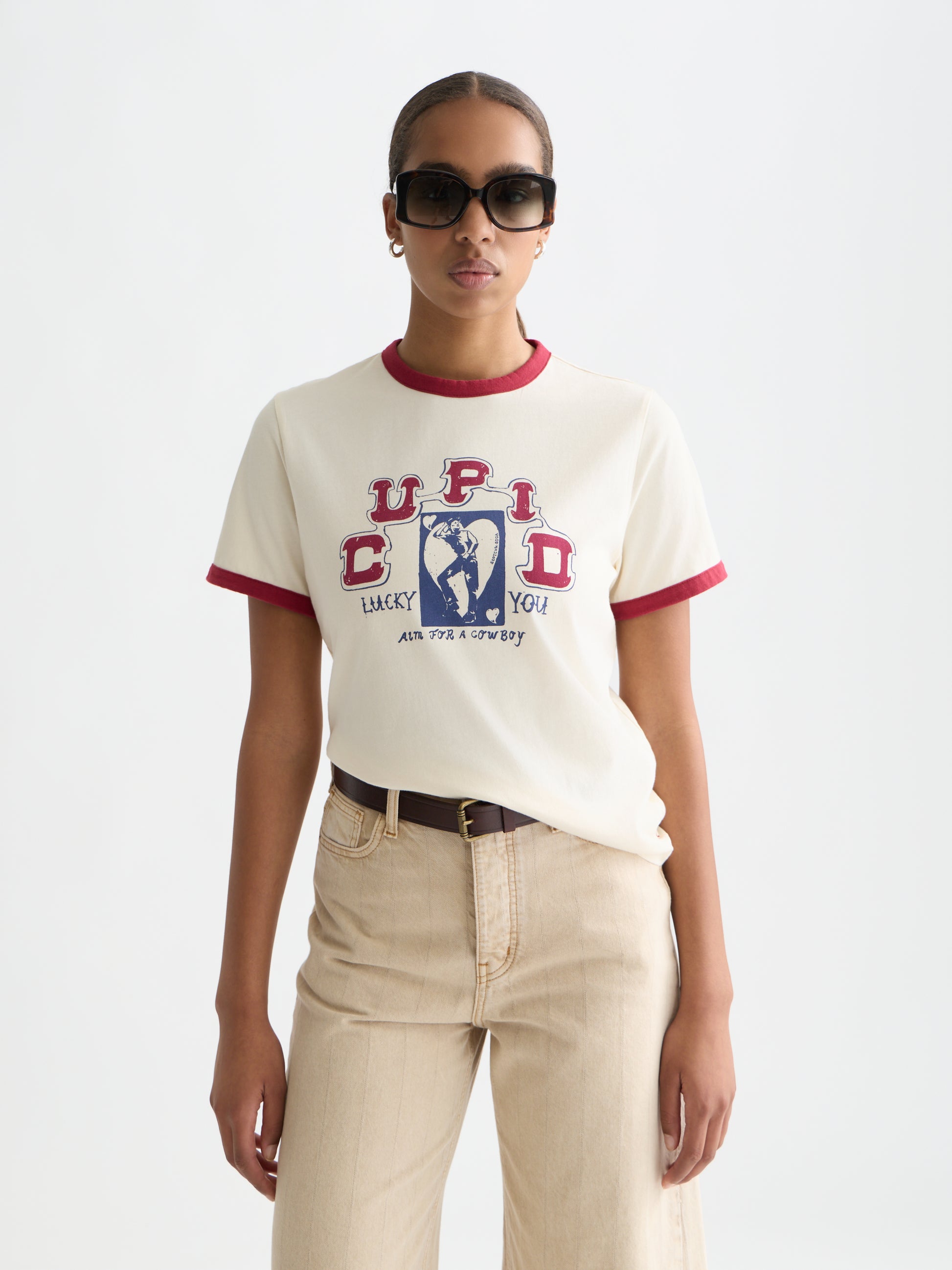 Alice Blue טי שירט קצרה לנשים Contrast Binding SCOTCH & SODA