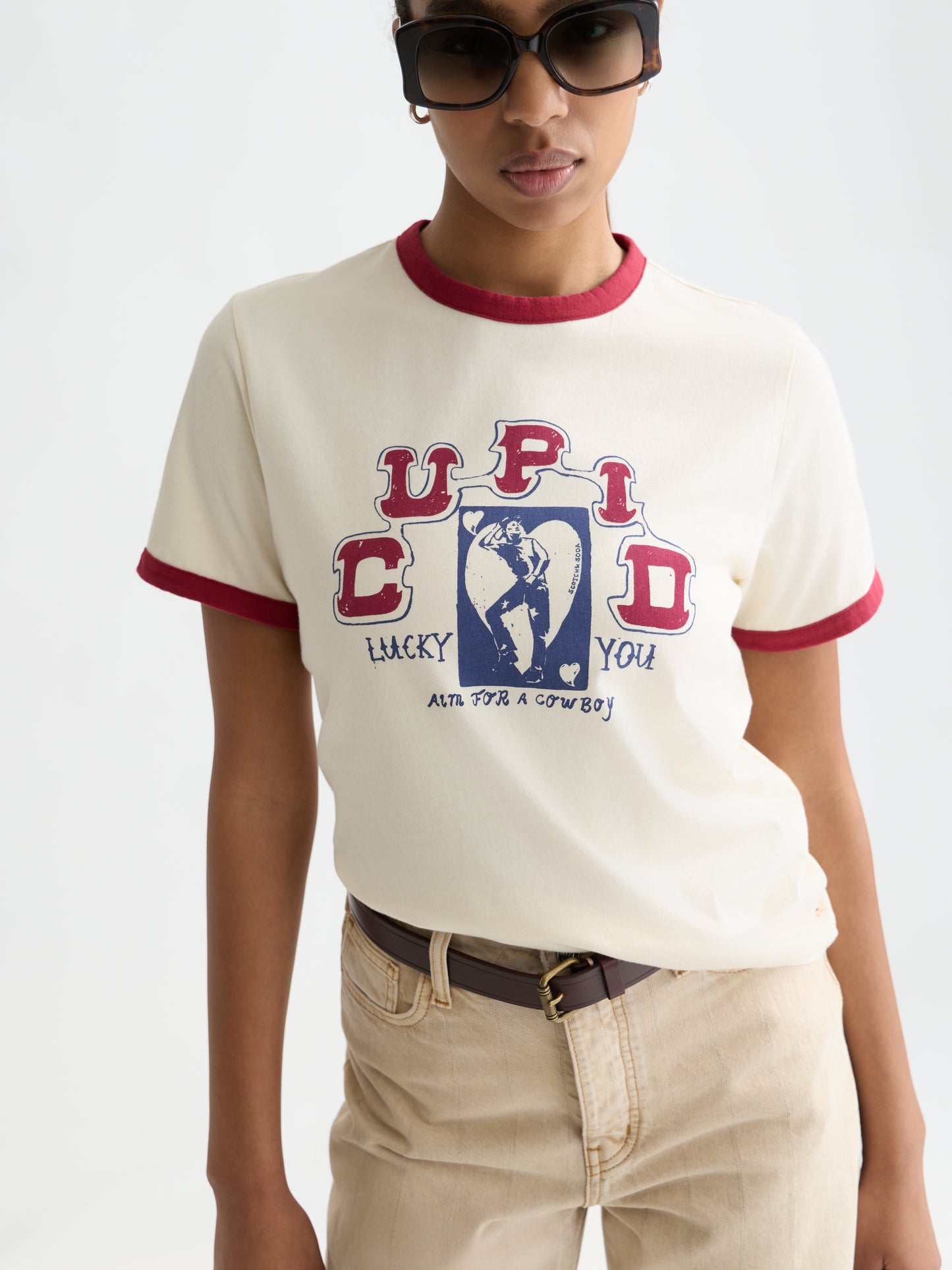 Lavender טי שירט קצרה לנשים Contrast Binding SCOTCH & SODA