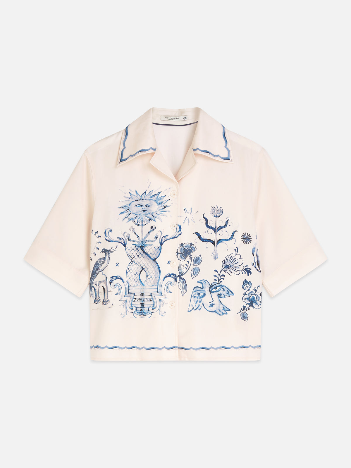 Misty Rose חולצה מכופתרת קצרה לנשים Printed Camp SCOTCH & SODA