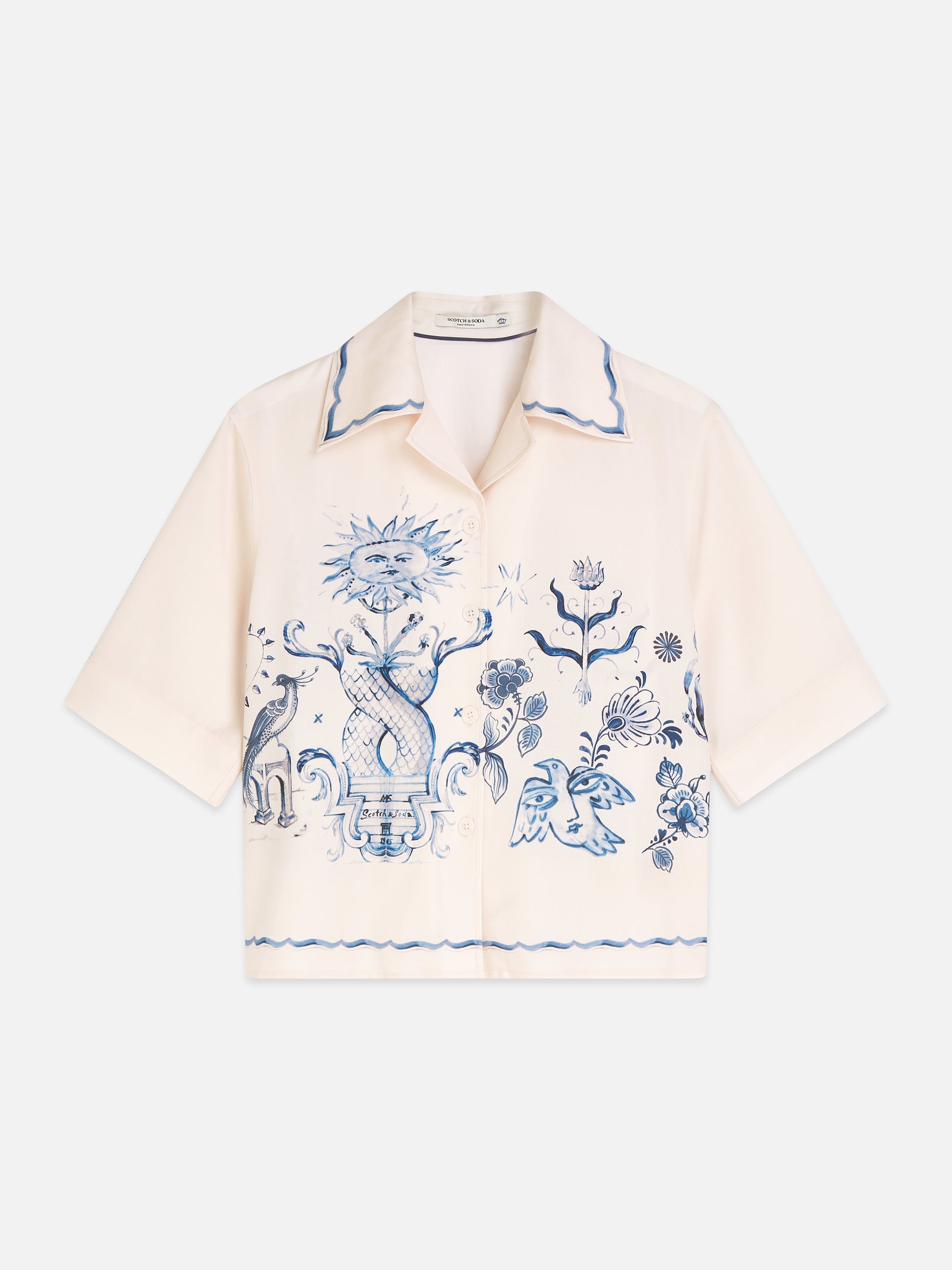 Misty Rose חולצה מכופתרת קצרה לנשים Printed Camp SCOTCH & SODA
