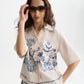 Lavender חולצה מכופתרת קצרה לנשים Printed Camp SCOTCH & SODA