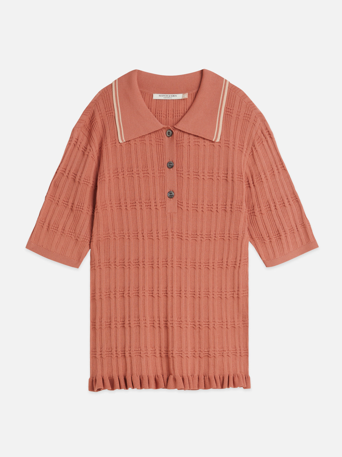 Rosy Brown חולצה קצרה לנשים Ripple Stitch SCOTCH & SODA