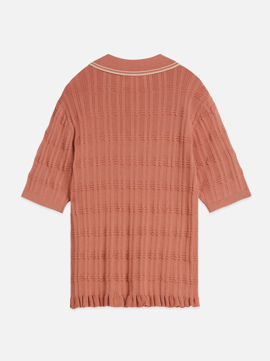Rosy Brown חולצה קצרה לנשים Ripple Stitch SCOTCH & SODA