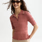 White Smoke חולצה קצרה לנשים Ripple Stitch SCOTCH & SODA