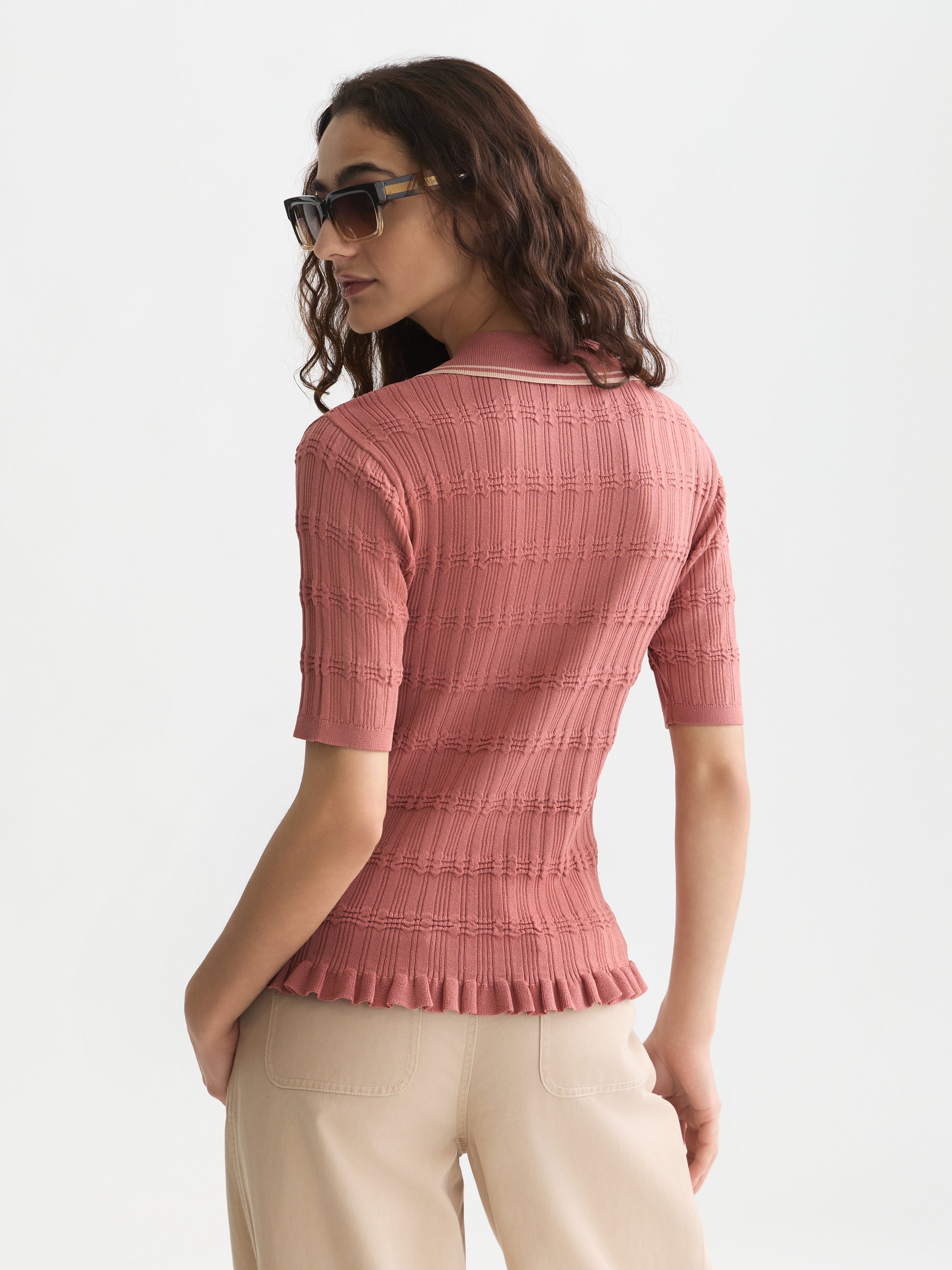 Lavender חולצה קצרה לנשים Ripple Stitch SCOTCH & SODA