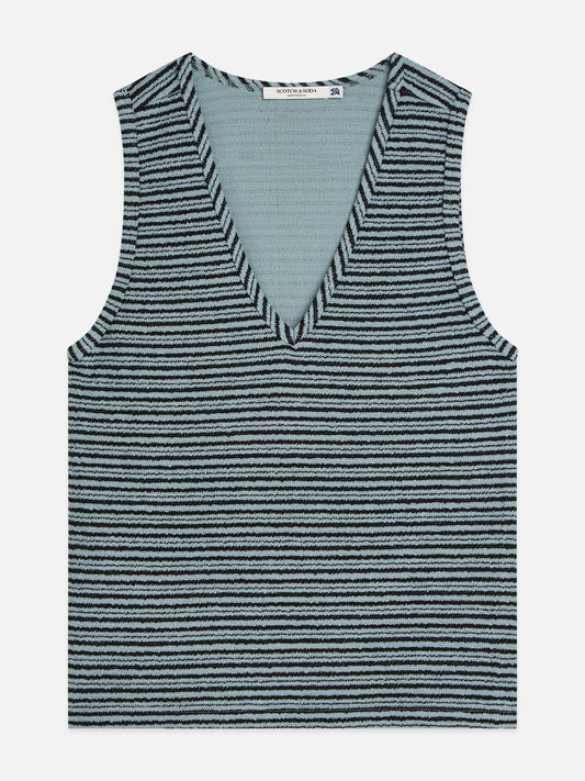 Dim Gray גופיה לנשים Stripe V-Neck SCOTCH & SODA