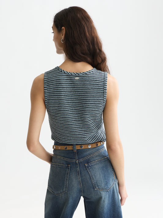 White Smoke גופיה לנשים Stripe V-Neck SCOTCH & SODA