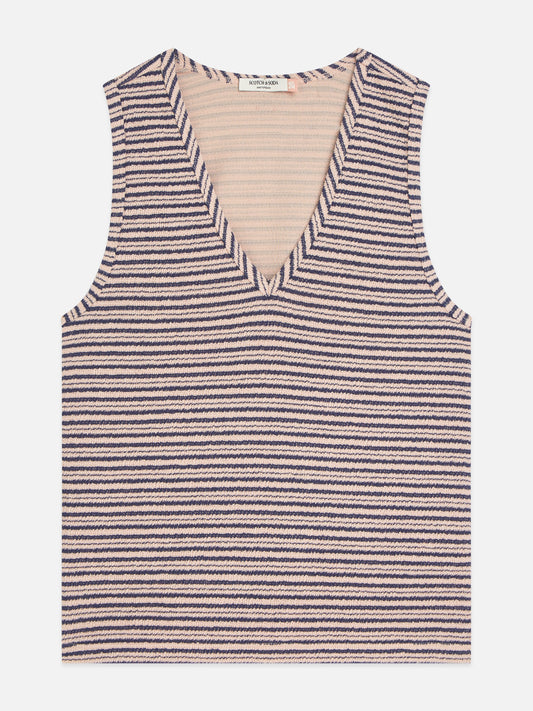 Rosy Brown גופיה לנשים Stripe V-Neck SCOTCH & SODA