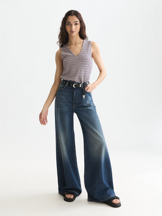 White Smoke גופיה לנשים Stripe V-Neck SCOTCH & SODA