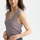 White Smoke גופיה לנשים Stripe V-Neck SCOTCH & SODA