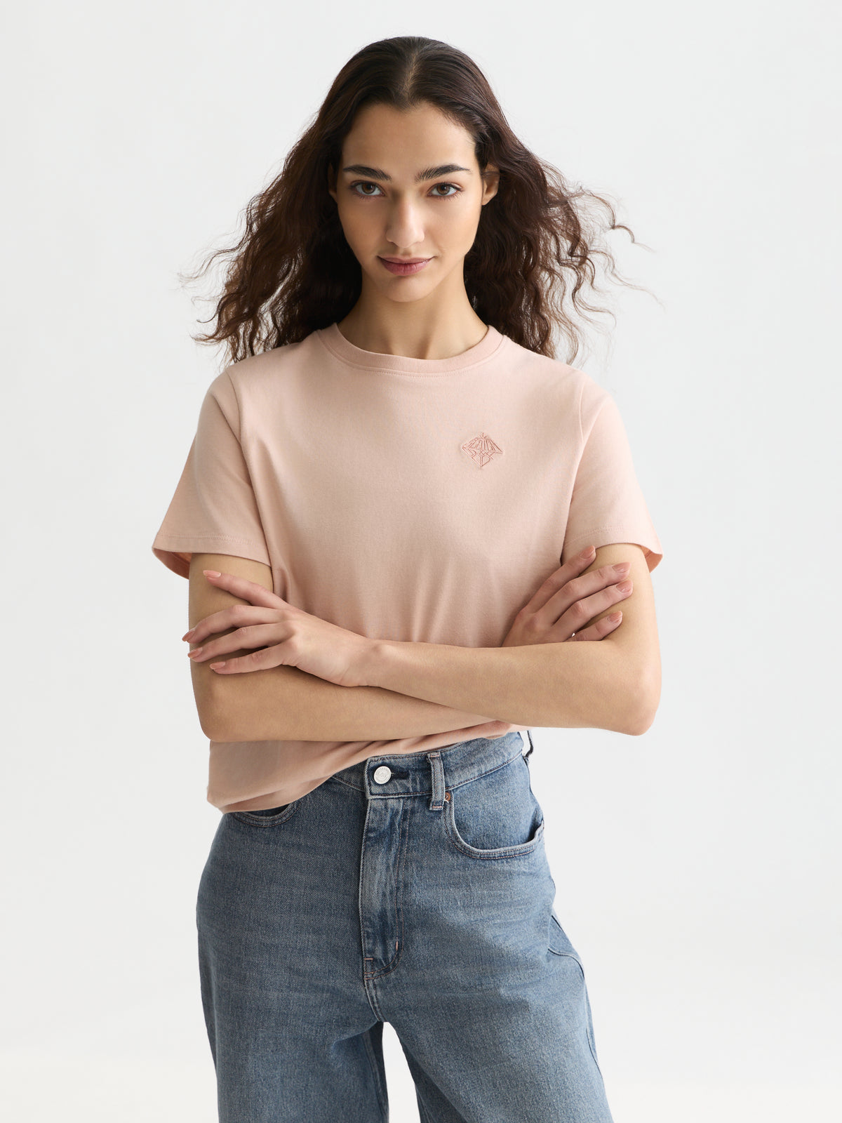 Lavender טי שירט קצרה לנשים Embroidered Logo SCOTCH & SODA