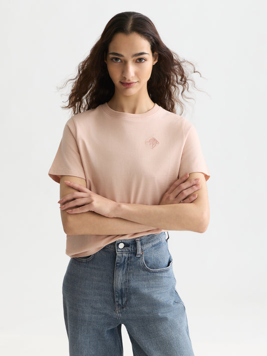 Lavender טי שירט קצרה לנשים Embroidered Logo SCOTCH & SODA
